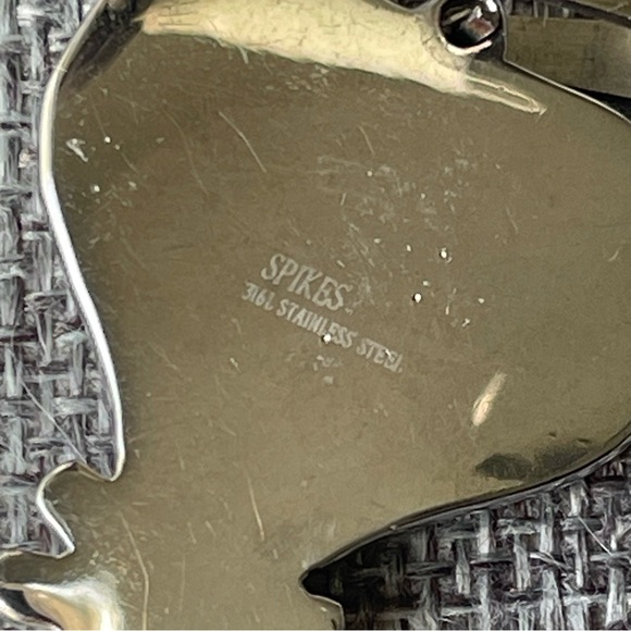 BLUE STEEL | Star Cross Key Stainless Steel Wood Inlay CZ Heart Key Pendant - Picture 2 of 10